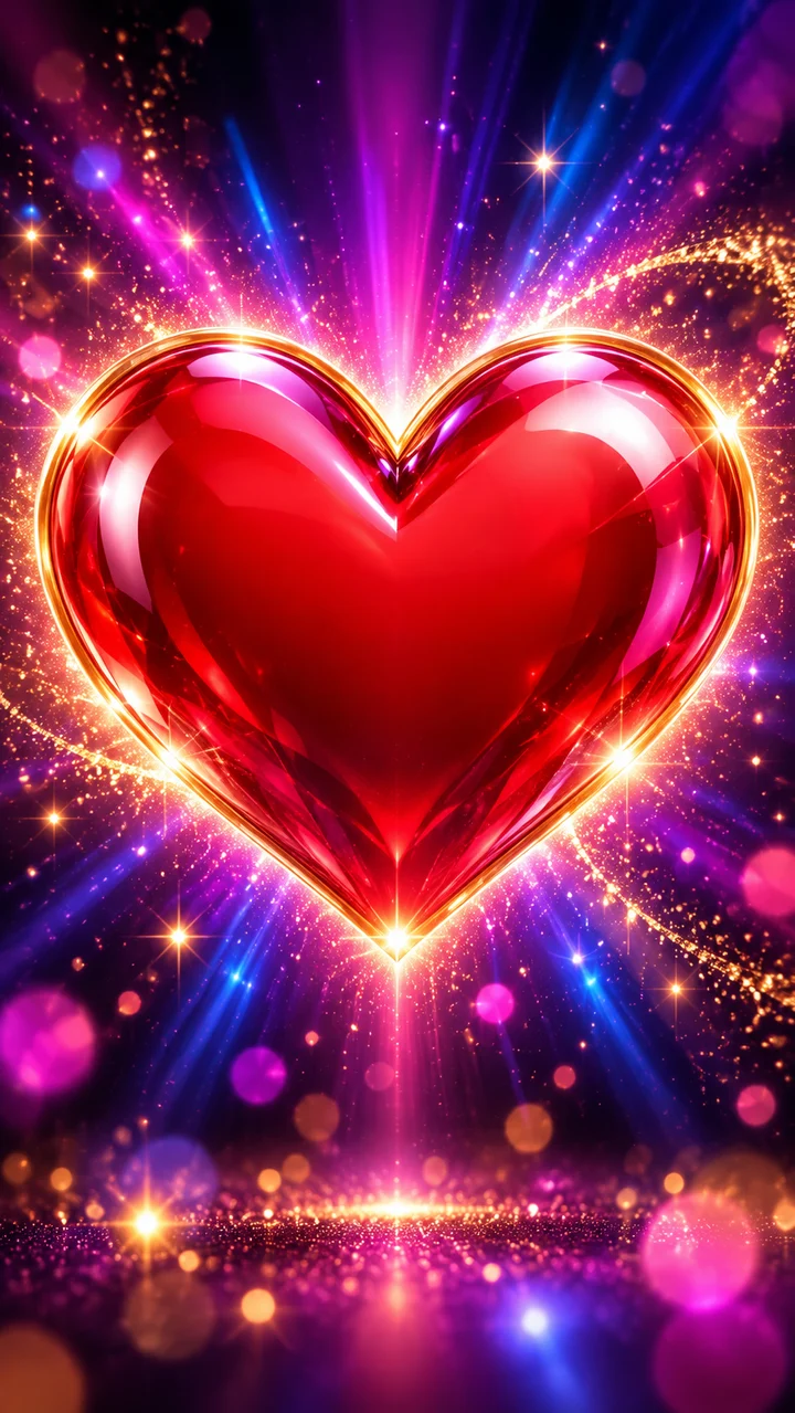 A radiant red jeweled heart